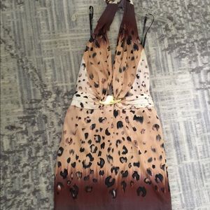 Bebe leopard print open back dress